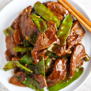50. BBQ Pork with Snow Peas