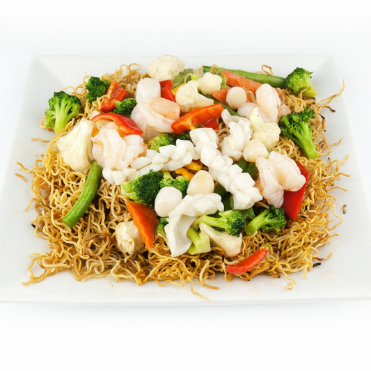 65. Fried Noodle with Seafood and Vegetables